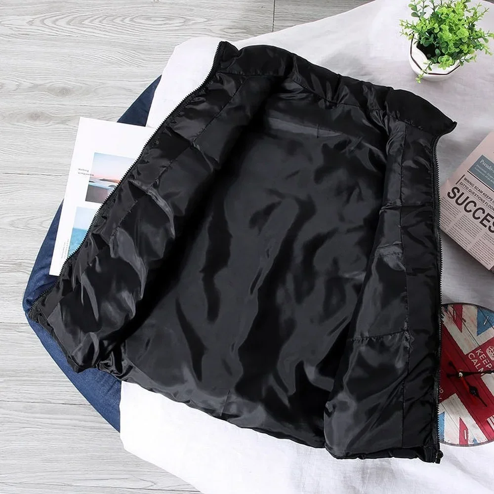 White Vest Jacket Men Slim Fit Stand Collar Sleeveless Puffer Jackets Spring Autumn Casual Waistcoat Men Warm Coat 2024 Trends