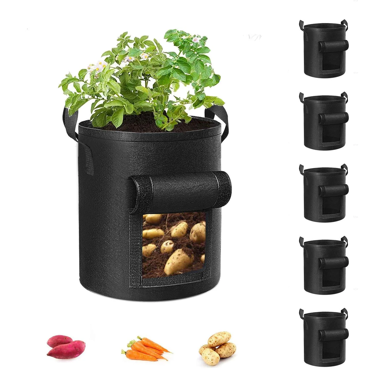 10 Gallon Potato Grow Bag with Harvest Window, Non-woven Fabric Planting Bag with Handles, Garden Vegetable Growing Pot for Pota