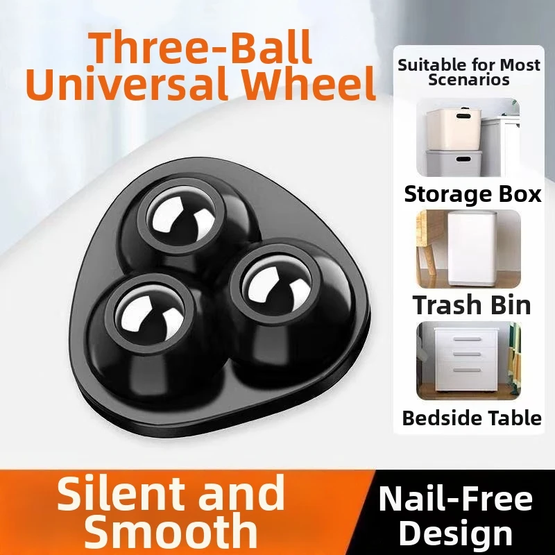4Pcs Self Adhesive Paste Universal Rotating Silent Pulley Wheels Wear Resistant No Noise Mini Caster Mover Roller Heavy Duty Loa