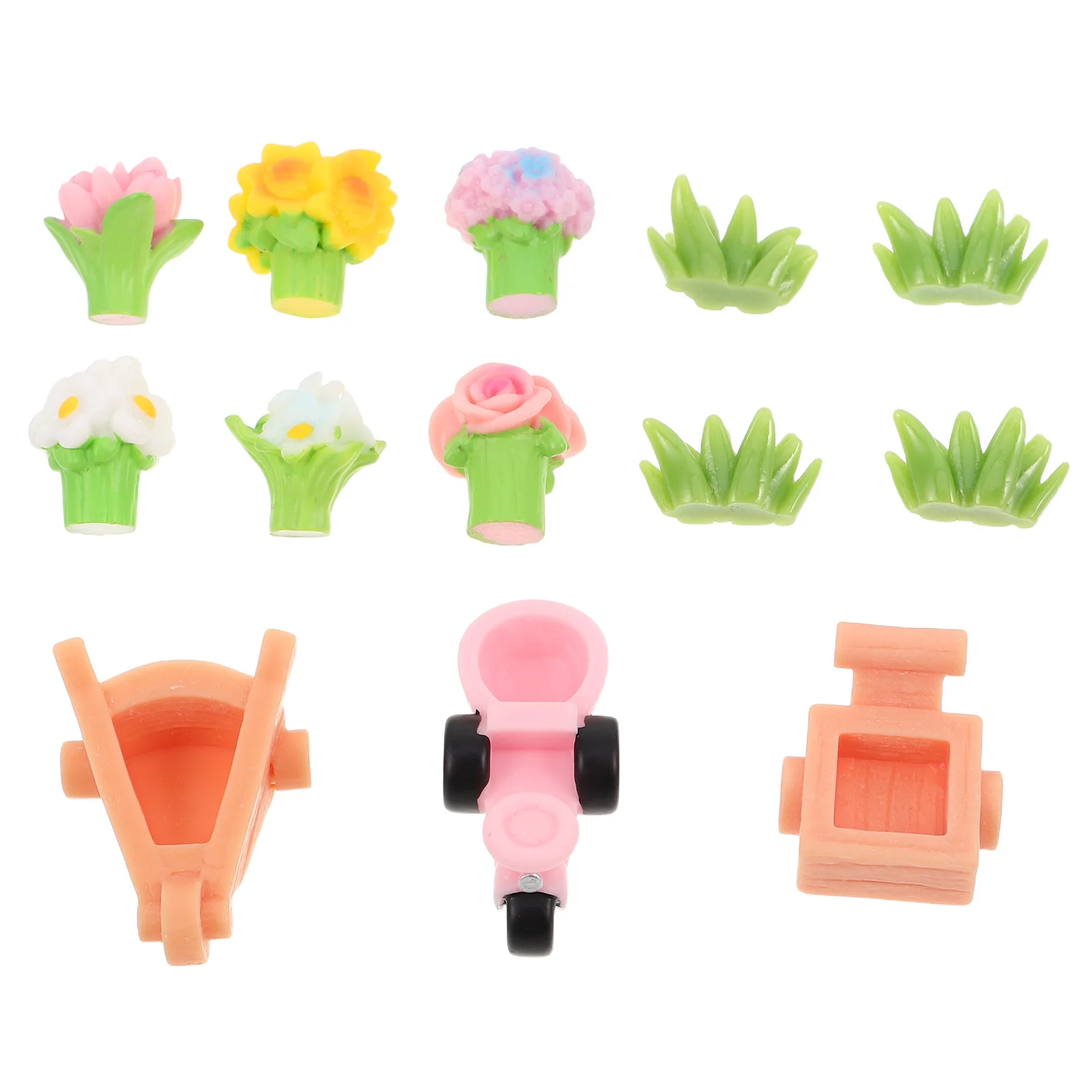 

22 pcs Mini Artificial Flowers Multicolored Faux Flower Heads For Cake Decor Crafts Resin Fake Flowers Bouquet For Dollhouse