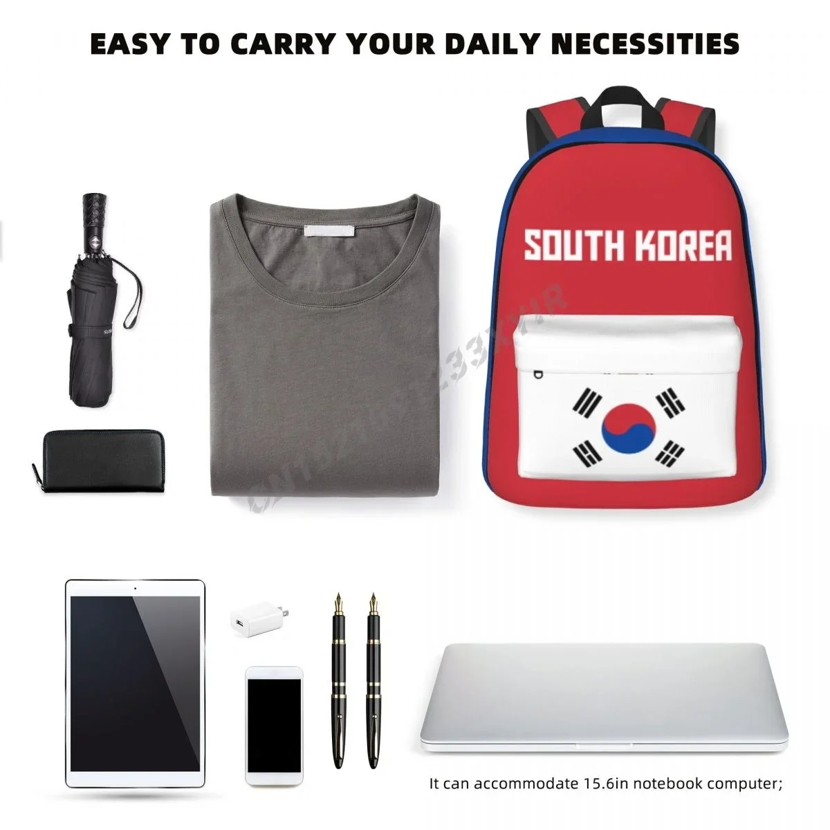 Custom Bag Unisex Backpack South Korea Flag South Korean Stitch Schoolbag Messenger Bag Case Laptop Travel Bag Mochila Gift