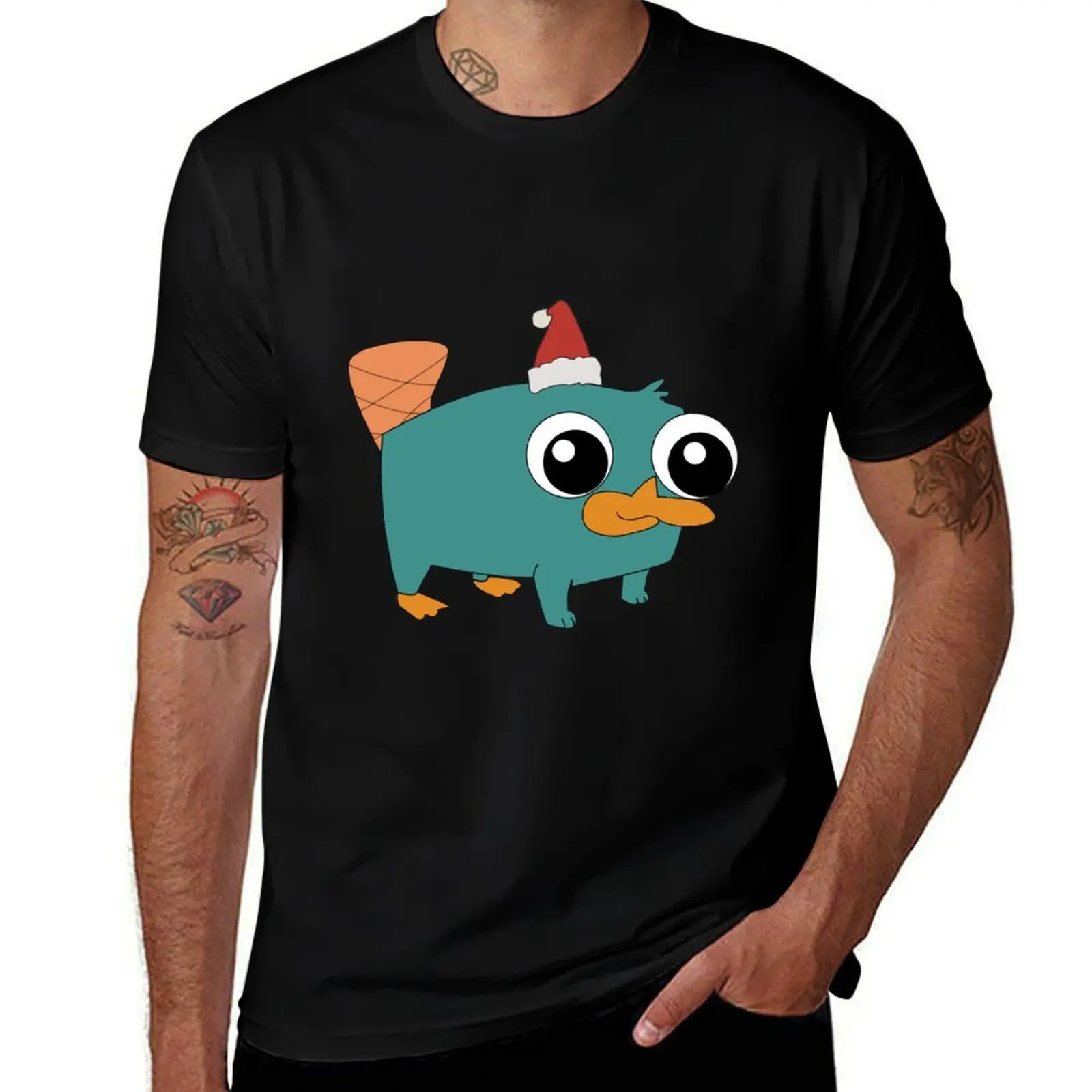 

Christmas Baby Perry the Platypus T-Shirt man t shirt cotton t shirt for man 100 percent cotton man t shirt heavy cotton T-Shirt