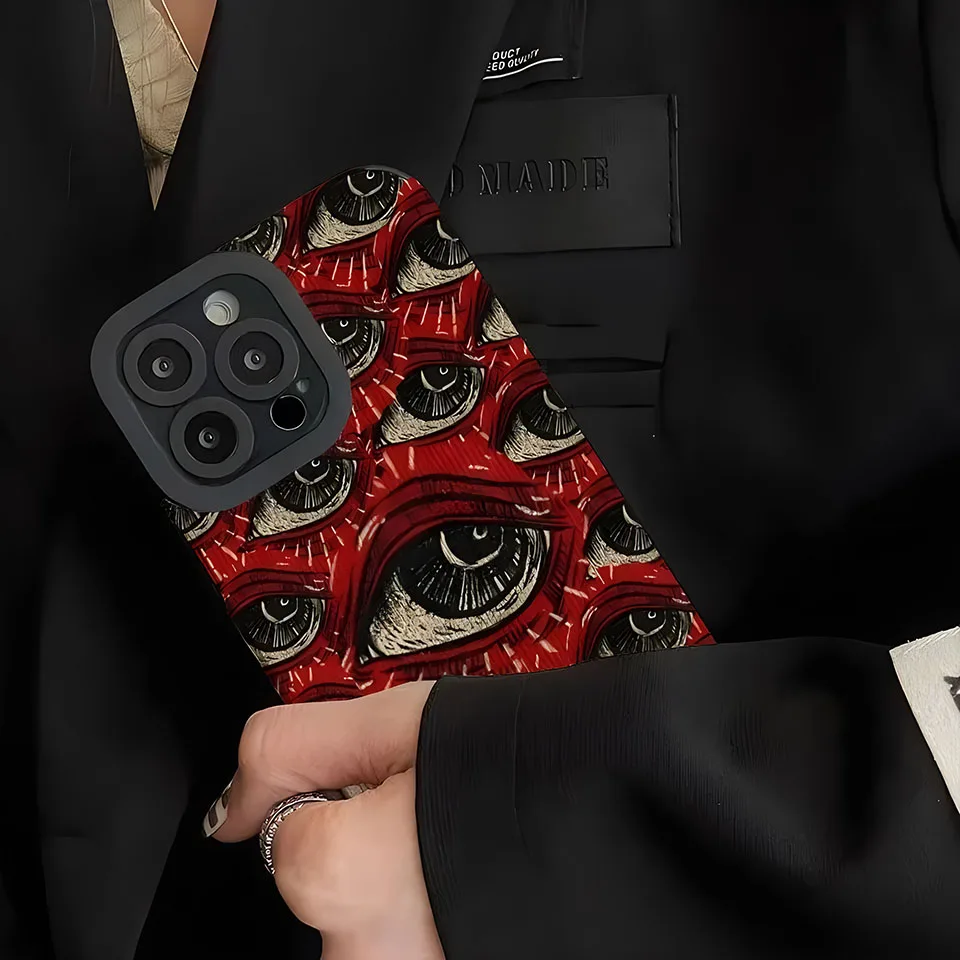 Evil Eyes Pattern Red Eye Silicone Cases For iPhone 15 14 12 11 13 Pro Max Plus Spooky Scary Case Shockproof Cover Accessories image 4
