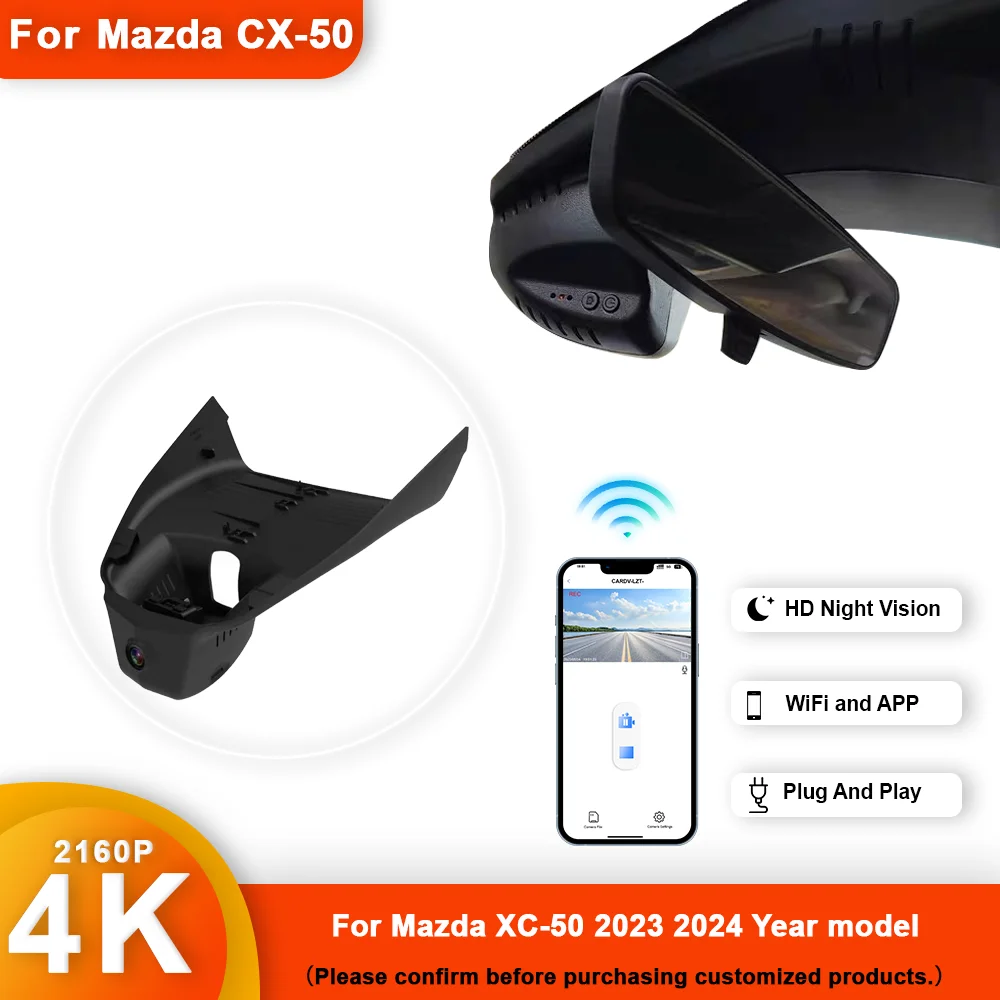 

Customized 4K HD 2160P Plug and play DashCam For Mazda CX50 CX-50 CX30 CX-30 2023 2024y Front and Rear WIFI APP Car Dvr