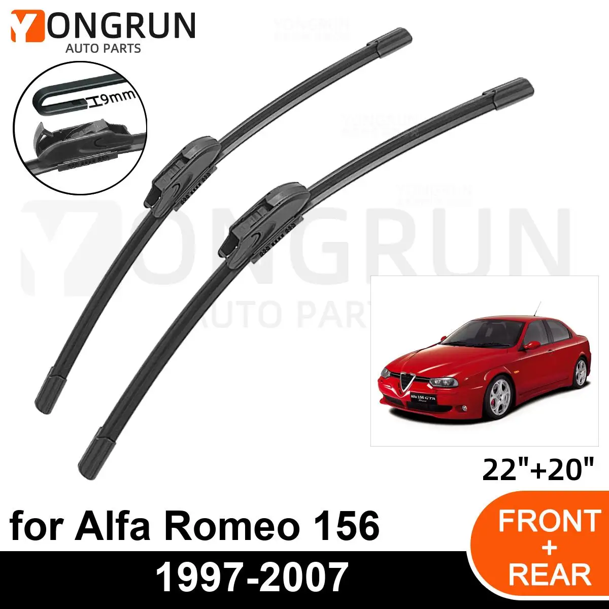 

Car Front Windshield Wipers For Alfa Romeo 156 1997-2007 Wiper Blade Rubber 22"+20" Car Windshield Windscreen Accessories