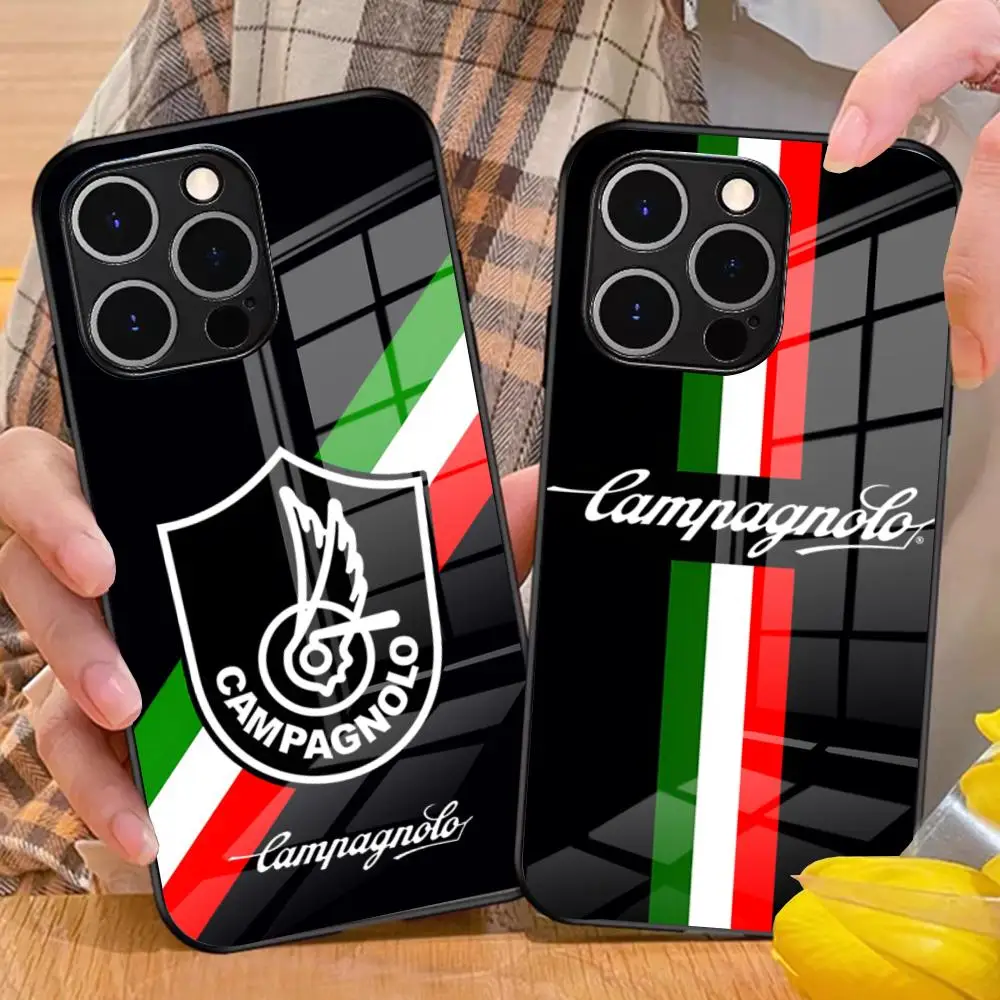 Itália c-campagnolo bicicleta caso de telefone para iphone 16 15 13 12 14 11 pro max mini puls smartphone capa de vidro