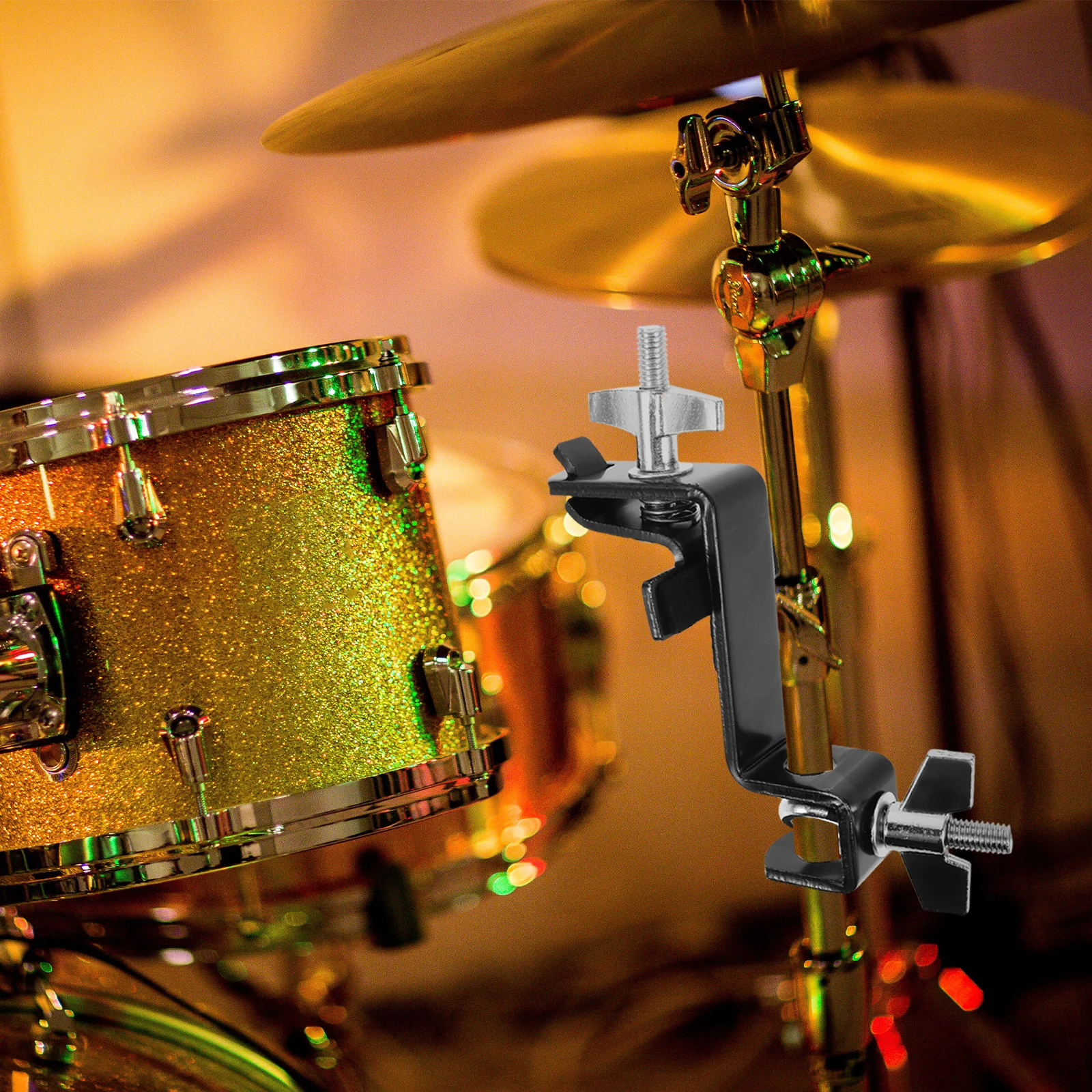 

Drum Kit Cowbell Holder Clip Sturdy Metal Mount Bracket for Secure Cowbell Fixation Extension Use Professional Drumming Hardware