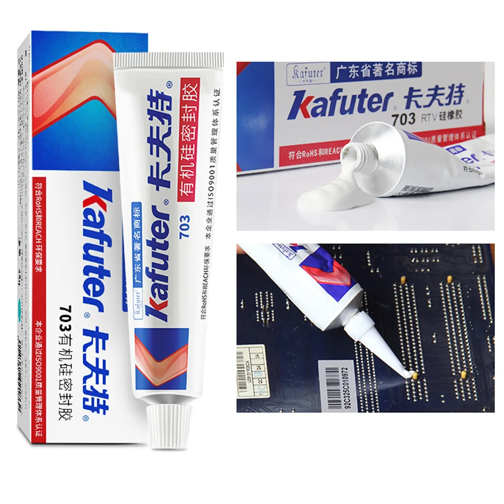 Kafuter K-703 45g Adhesive White Sealant Silicone Rubber Glue For Glass Metal Plastic Tiles Waterproof Insulation