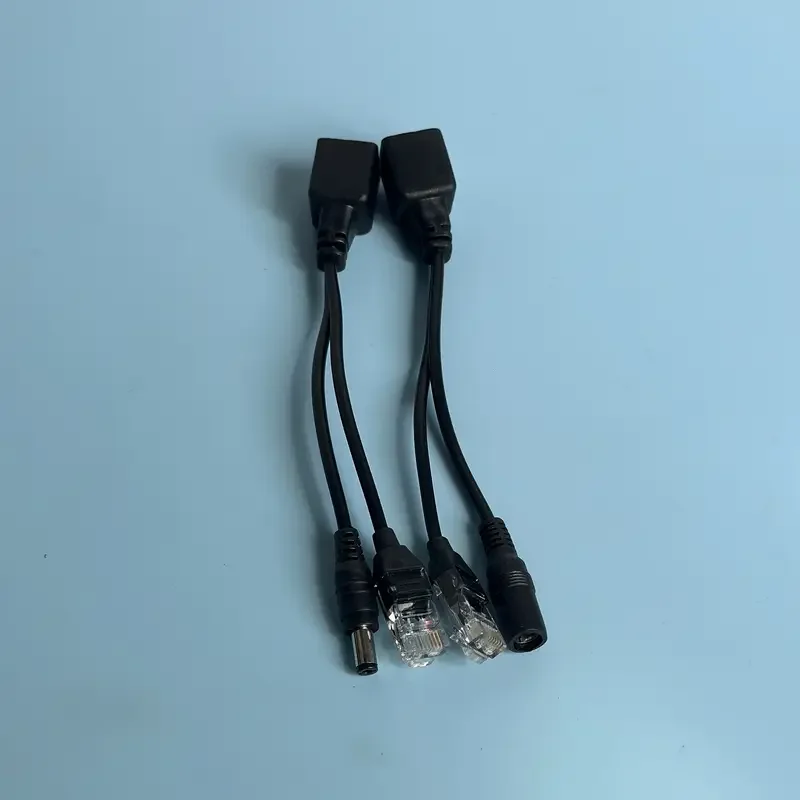 كابلات محول POE مع مقسم وحاقن طاقة سلبي عبر موصل إيثرنت RJ45 12-48 فولت لكاميرات IP
