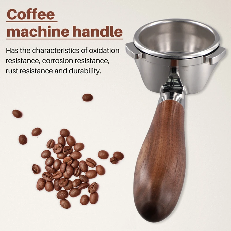 ABRE-Bottomless Portafilter 54Mm With Hollow-Carved For Breville Barista Series/Bambino Plus/Infuser Walnut Handle