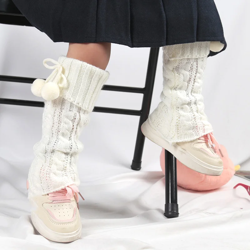 ถุงเท้าเด็กผู้หญิงแบบถักลายบิดสไตล์โลลิต้า ปี 2026  ถุงเท้ากันหนาวสำหรับเด็ก  ผ้าคลุมเท้าสำหรับฤดูใบไม้ผลิและฤดูใบไม้ร่วง  ถุงเท้าน่ารักแบบพองๆ