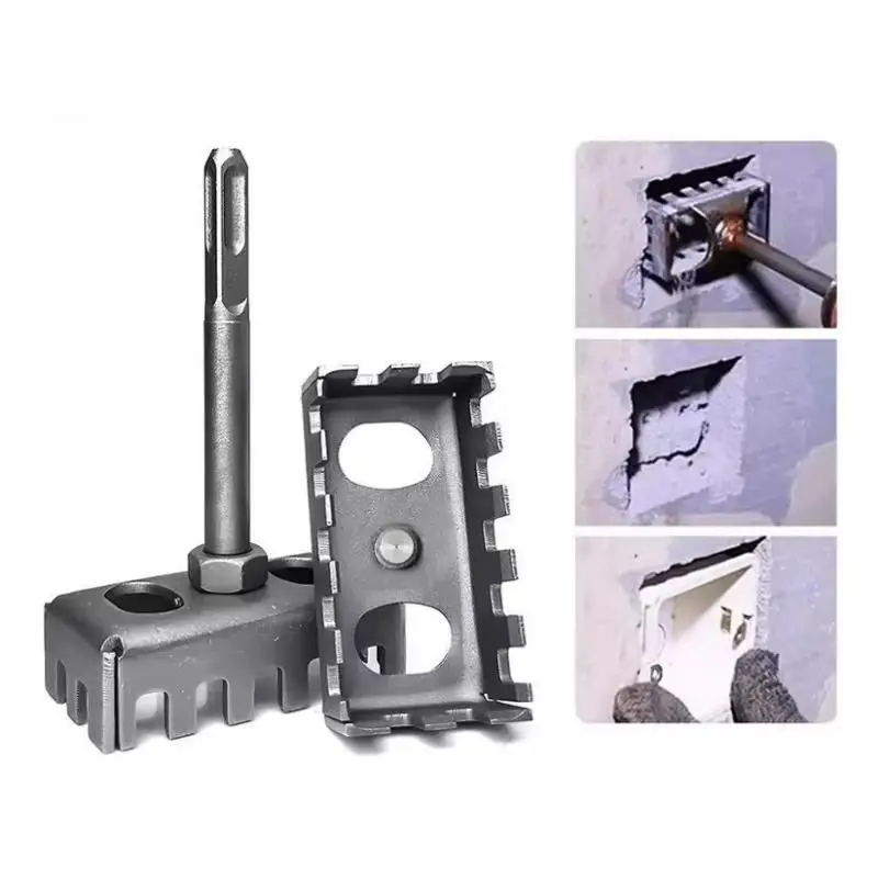 Square Drill Hole Opener Electric Hammer Hole Expansion Plumber Electrician Wall Slotting Installation Socket Tool Accessories