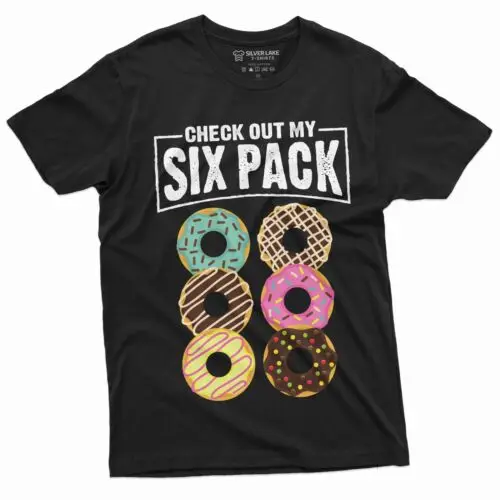 Men's Funny Donut Six Pack Workout Shirt Gym Funny Tee For Him Humor Tee