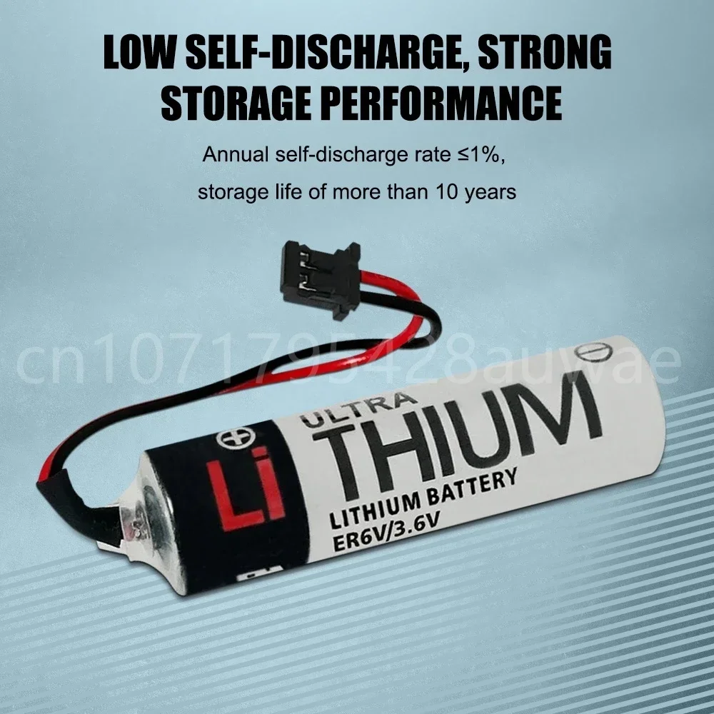 4PCS Original New ER6V Battery Pack 3.6V 2000mAh PLC Industrial Lithium Batteries with Black Plugs Connectors