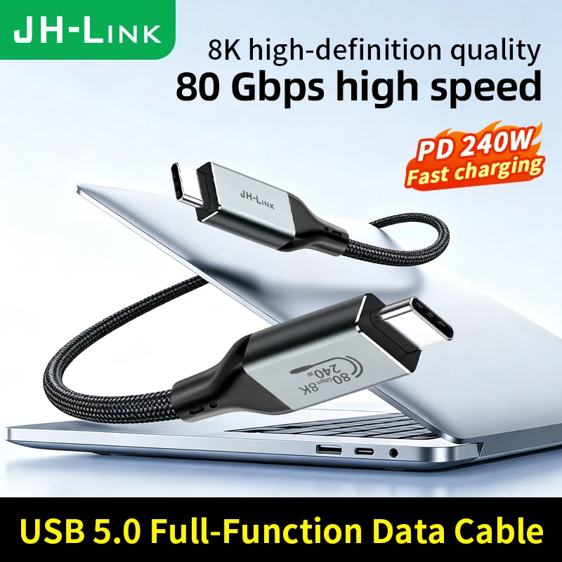 JINGHUA USB5.0 Genuine Spec PD 240W Fast Charging Cable, Male‑to‑Male 8K Video Display, 80Gbps Data Transfer, Dual Type‑C