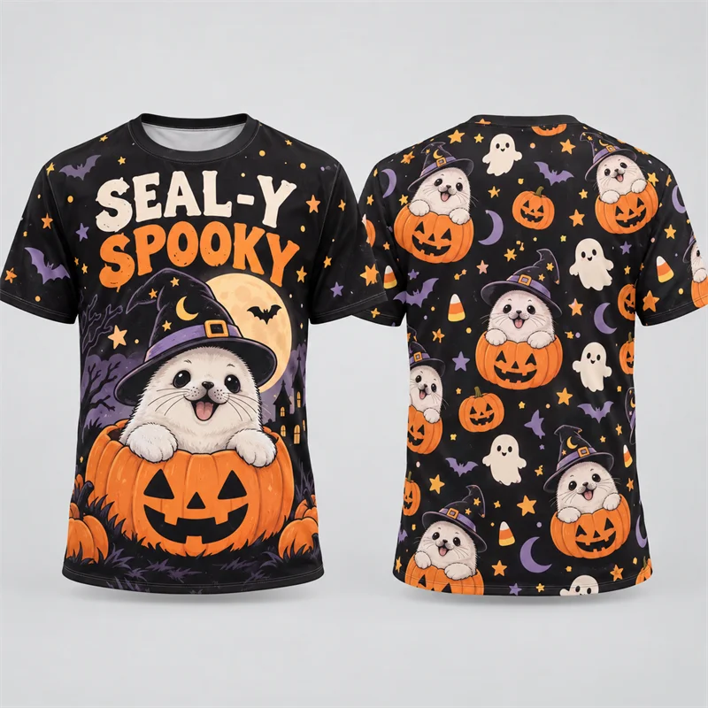 Cute Halloween Animal 3D Print T Shirt Men Women Skunk Walrus Raccoon Red Panda Seal Sloth Donkey Short Sleeve Party Costume Tee