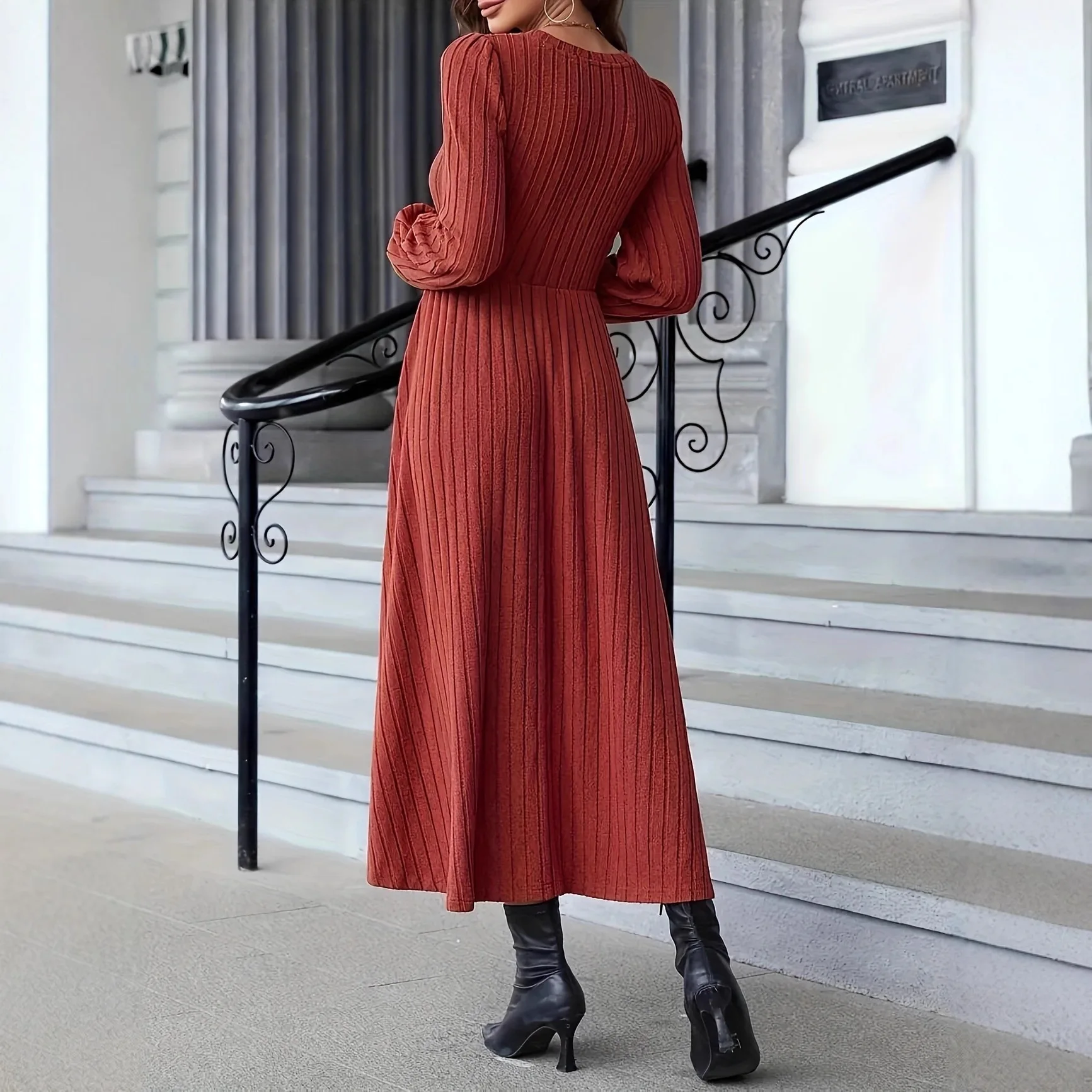 Simple Knitted Women's Dress Spring Summer Solid Color Knit Dresses