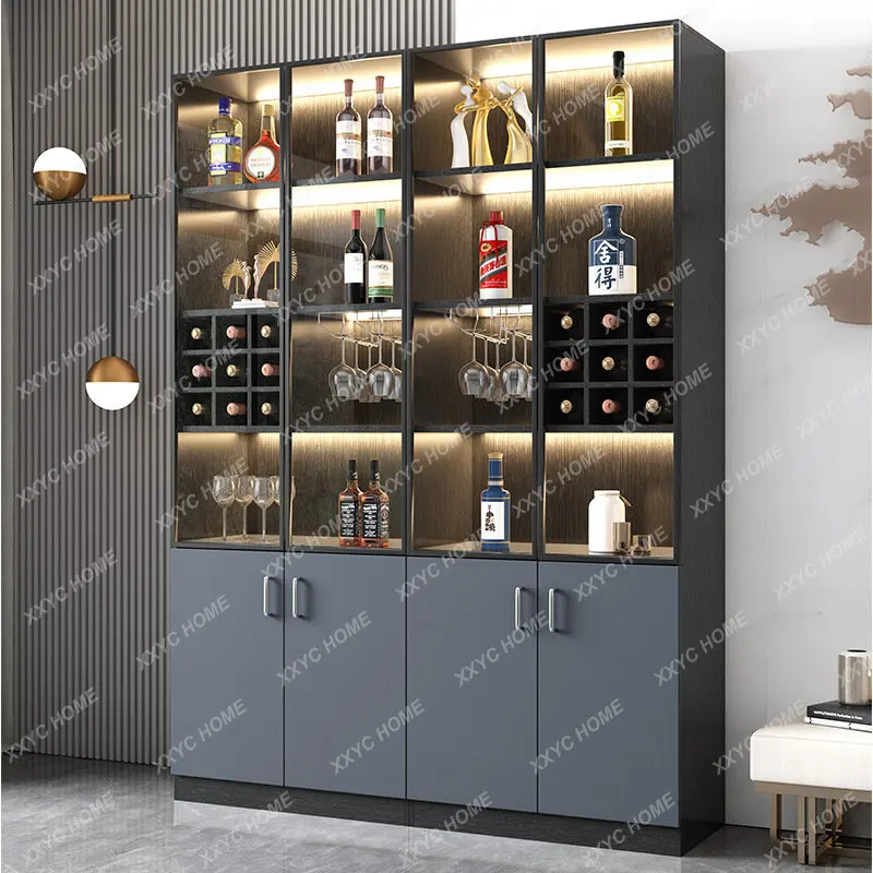 

Glass Wine Cabinet Living Room Wall Double Door Wine Cooler Home Sideboard Cabinet High-End Display Locker