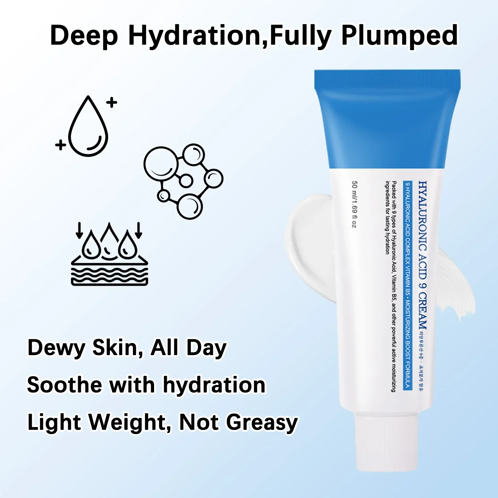 9x كريم الوجه بحمض الهيالورونيك فيت B5 50 مل - ممتلئ وتهدئة البشرة الحساسة، معزز ترطيب خفيف الوزن لإصلاح البشرة #5