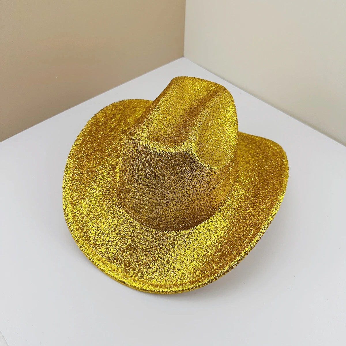 Gold Western Denim Hat for Women, Woolen Stage Hat, New Flipper Hats for Holiday, Party Decorations