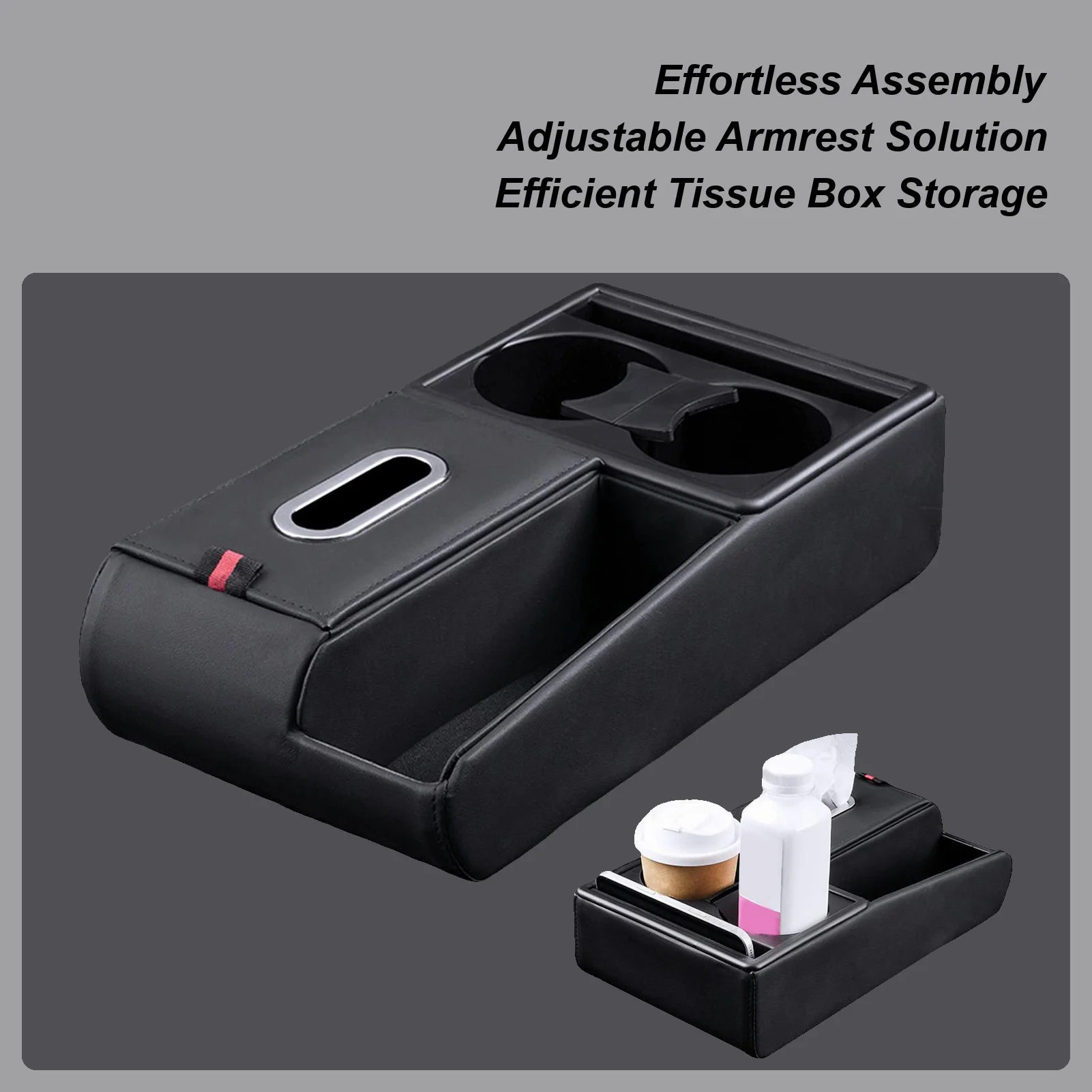 Car Armrest Storage Box Heightening pad Multifunctional Center Console Organizer Auto Organization Cup holder with tissue box