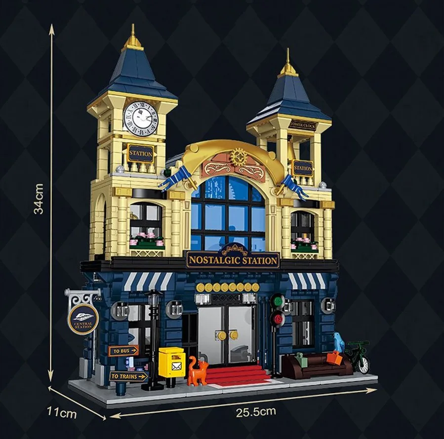 Parent child toys, building blocks, MOC street view creative architecture, modular assembly toys, office decompression toys