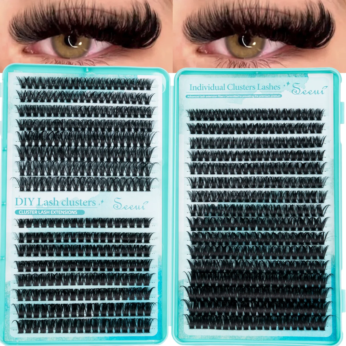 DIY Wimpernbüschel, dicke einzelne Wimpernverlängerungen, flauschige Wimpernstile, Mix, Halloween-Make-up, weiches, dünnes Band, wiederverwendbar – Detail 5