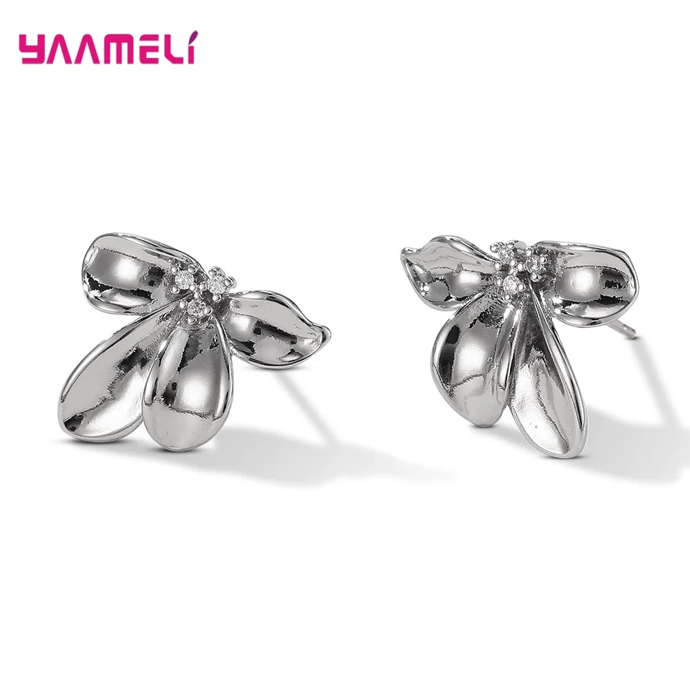 New Trend 925 Sterling Silver Women Stud Earrings Gold Antique Silver Color Flower Kapok Jewelry Accessories Aretes Gift