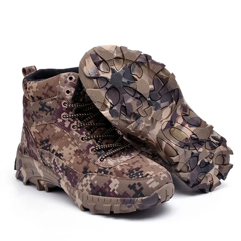 Winter Men\'s Snow Boots Men Combat Army Boots Winter Camouflage Warm High-top Cotton Shoes Mens Plush Wool Boots Size 39-46