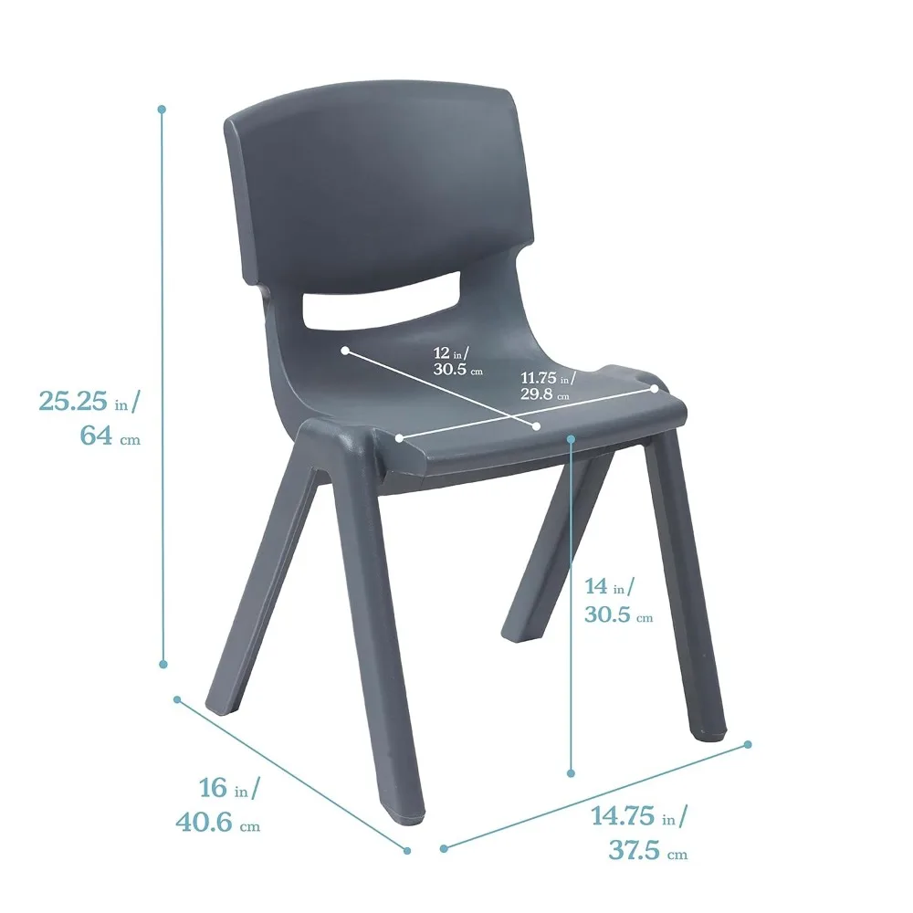 Schoolstoelen, 14-In Plastic Schoolstapelstoel, Kindermeubilair, 4-Pack, Schoolstoelen