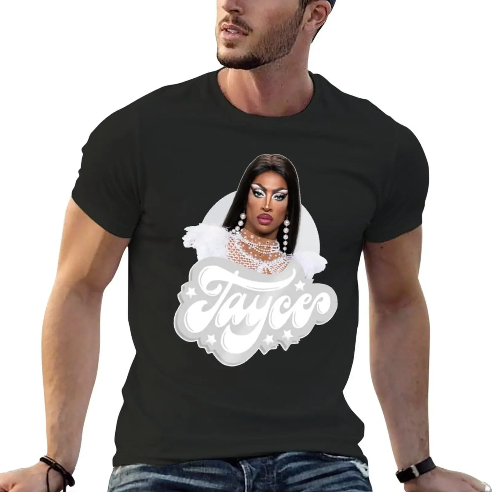 Tayce white stars T-Shirt plus size tops customs quick-drying mens graphic t-shirts funny