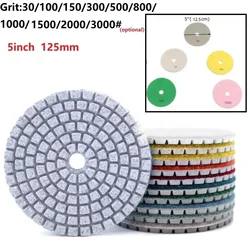 Almohadilla de pulido de diamante húmeda/seca de 5 pulgadas y 125mm, discos de molienda flexibles para pulido de suelos de hormigón, piedra de mármol y granito