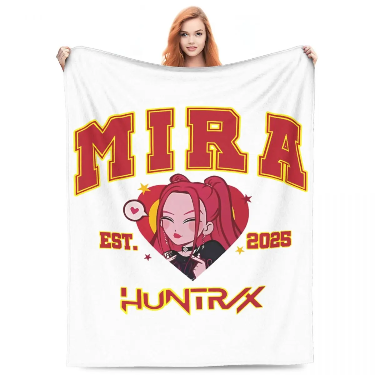 KPop Demon Hunters Huntrix Mira Coperte in velluto Coperta portatile ultra morbida per tutte le stagioni per tappeto da ufficio domestico