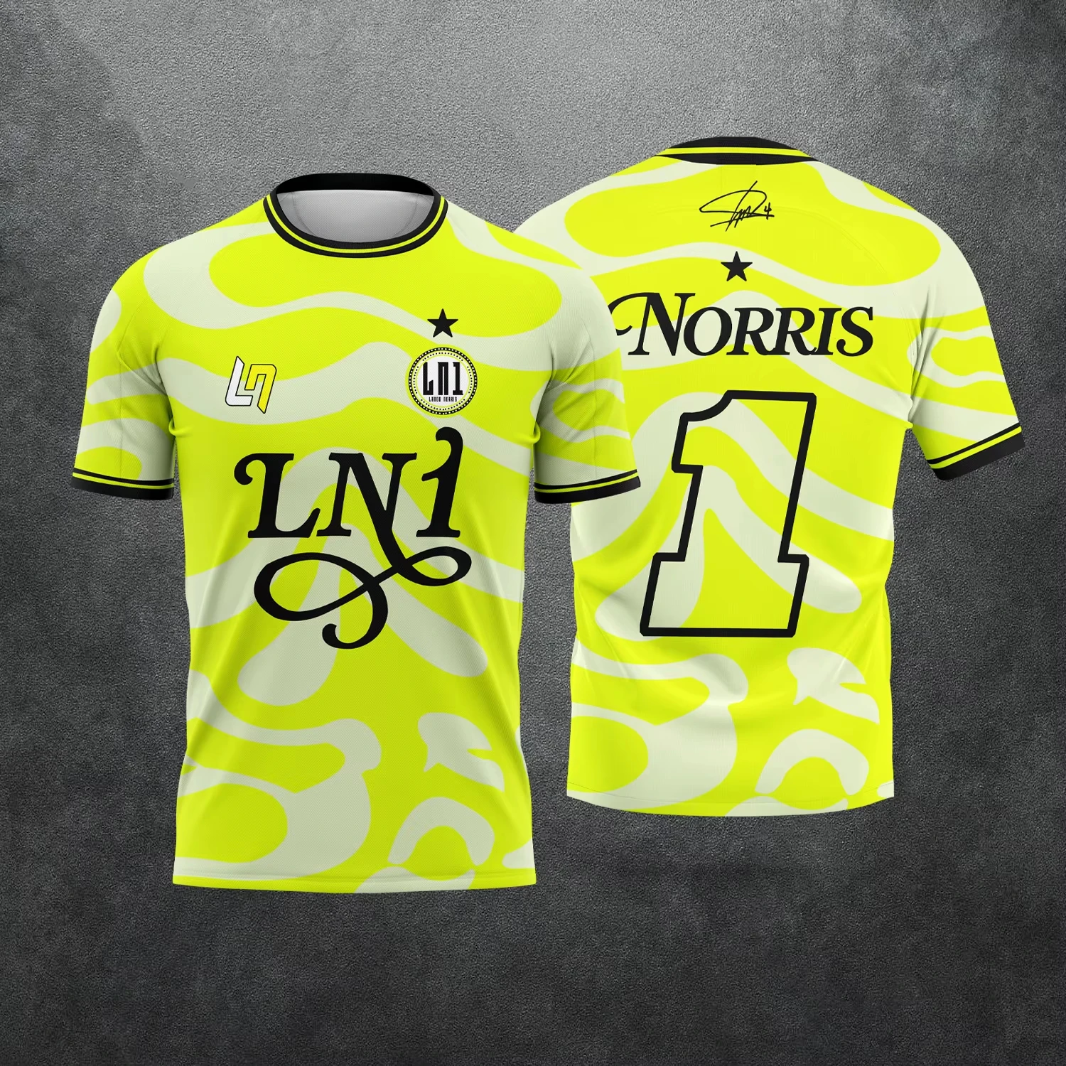 Unisex Norris #1 LN1 Signature Racing Graphic Short Sleeve Jersey Quick Dry Lightweight Breathable Motorsport Cycling T-Shirt