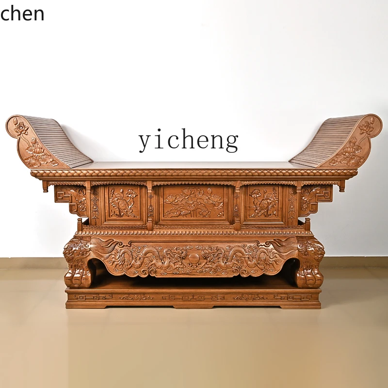 ZML Table d'autel en bois massif Table d'encens bouddha huit immortels dieu offrant Table de bouddha