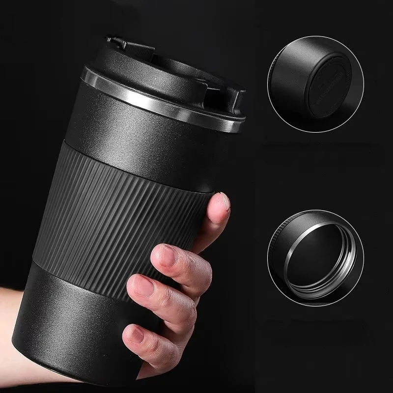 Taza de café de acero inoxidable de 380ml y 510ml, Taza térmica Garrafa Termica Cafe Copo Termico Caneca, botella aislante antideslizante para viaje y coche
