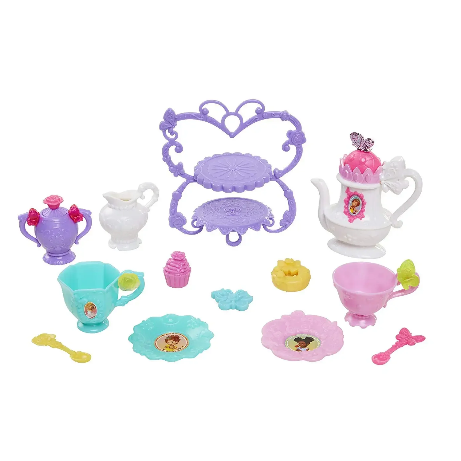 Fancy Nancy Fantastique Tea Set 13-Pieces Classic Cartoon Beautiful Girls Play House Kids Toys Set Collectible Birthday Gift Toy