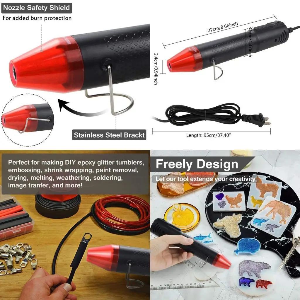 Protable Heat Guns Hot Air Guns Resin Crafts Heat Shrink Wrapping Tools Resin Remove Air Bubbles Embossing Heat Tools