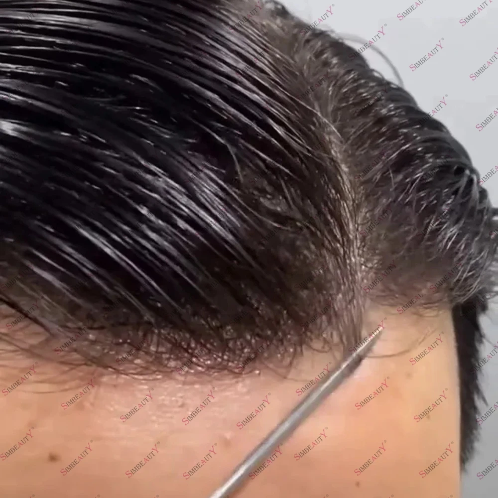 

Мужской парик из натуральных волос с плотностью 80%, незаметной линией роста волос, ультратонкой полиуретановой основой, черный, серый, блонд 1B50 22R, европейские волосы