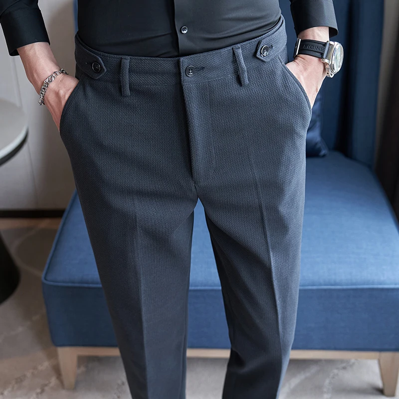 Fall and Winter New Black Men\'s Suit Trouser Fashion Casual Pants Blue Khaki White Pantalones Hombre 28-36 Male Pant