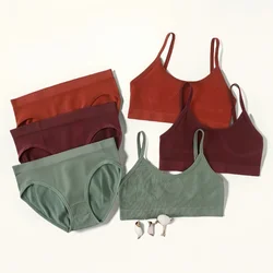 Women Underwear Set Seamless Bra Briefs Set Push Up Bra Top Sexy Lingerie Female Fashion Brassieres Women U Back Crop Top