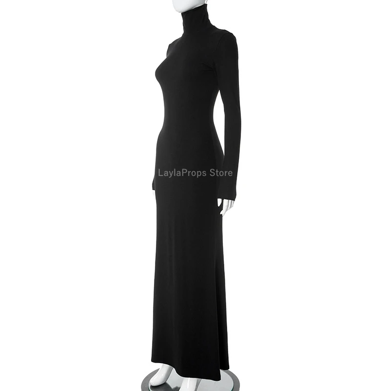 Vestido de maternidad con Cuello medio alto, manga larga, corte ajustado, estilo elegante para sesiones de fotografía