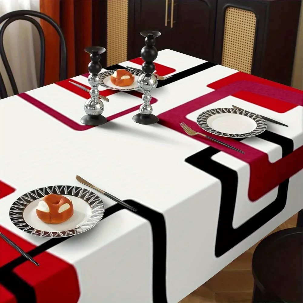 [2D] Tablecovers 1pc Exquisite Minimalist Geometric Pattern Tablecloth Suitable for Picnics, Camping, Weddings, Parties, Holidays, Retro Home Decoration, Dining Table Decoration, Additions, The Best Gift for Mothers, Perfect Gift