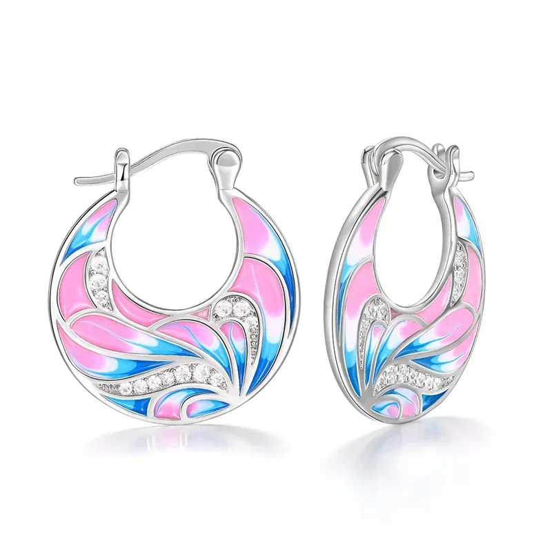 Special-interested Enamel Hoop Earrings for Women Personality Wedding Engagement Party Ear Accessories Fashion Jewelry