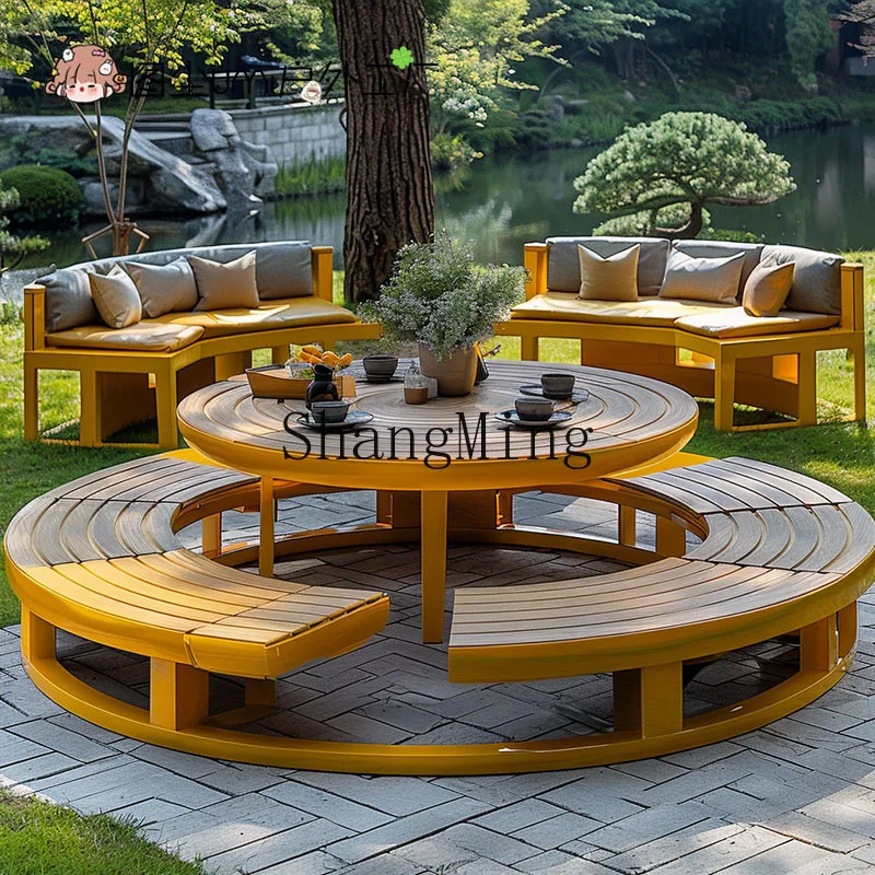 

ZYY outdoor villa courtyard table and chair combination open-air rest stool combination stainless steel seat