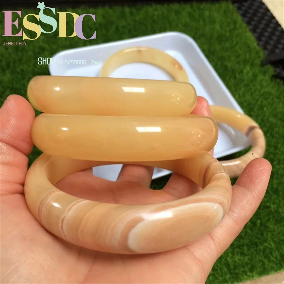 

Naturally Orange Rice Yellow Flat Bar Jade Bracelet Jade Ware Good Brightness Jewelry Women Versatile Retro GenerousEthnic Style