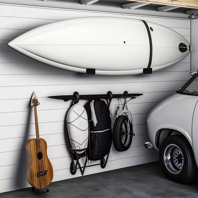 1 Pair Surfboard Wall Rack With Minimalist Surfboard Wall Rack Display Rack, Black