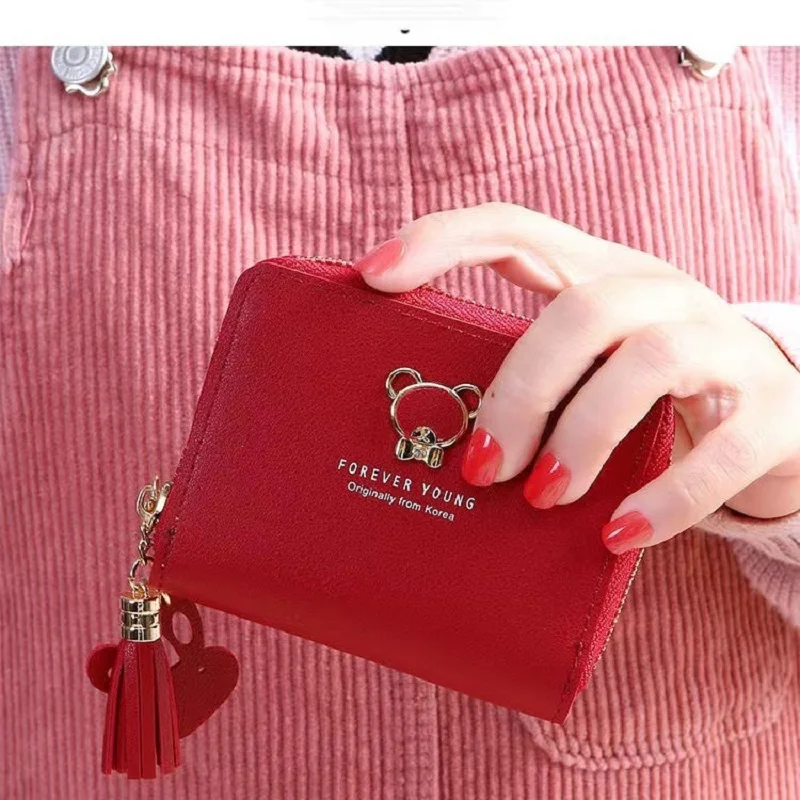 Fashion Women Wallet Korean Version Short Zipper Cartoon Teddy Bear Coin Purse Girls Cute Card Holder Purse Female Wallets 동전지갑