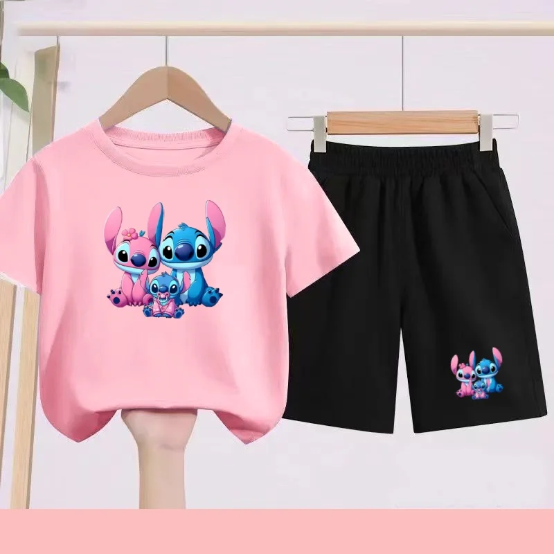 

Children's Sportswear Featuring Disney Cartoons and Anime GraphicsT-shirts and Shorts for Boys and Girls Aged3to13for Daily Wear