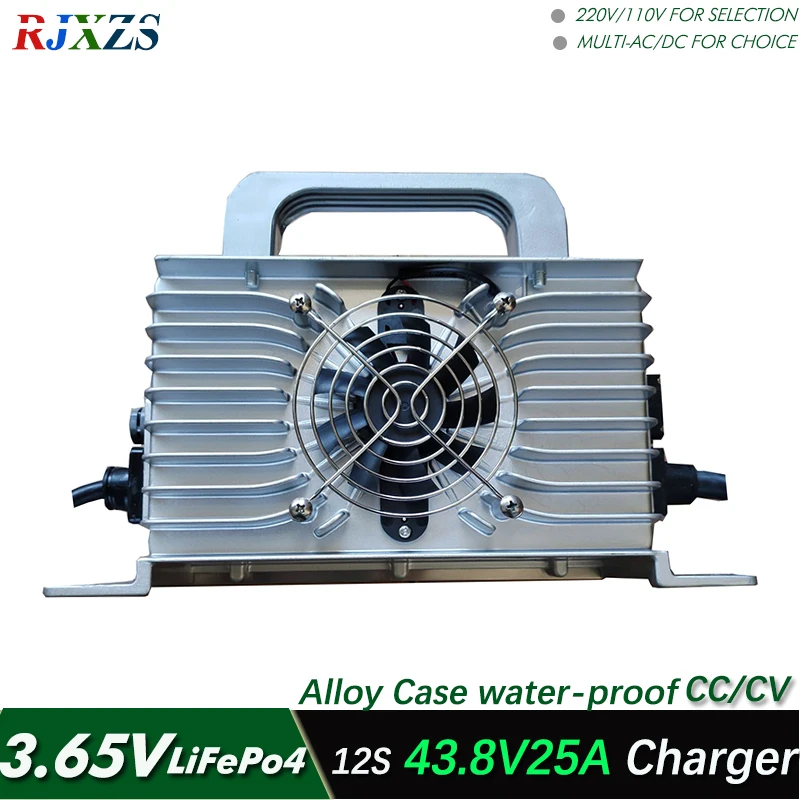 43.8V 25A  36V Aluminium Charger For 12S LiFePO4  Battery Pack Water-poof Charger Support CC/CV  3.65V*12=43.8V